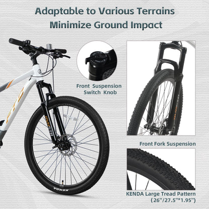 AVASTA 26-inch Mountain Bike for Man Male and Woman Female Adult with Lightweight Aluminum Alloy Frame and Dual Disc Brakes,Front Suspension,21-Speed Gear Shifters,Hidden Brake Cables,Golden