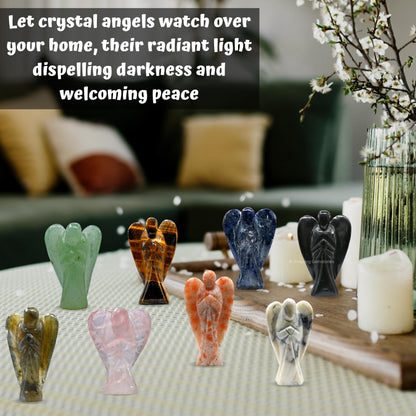 Amazing Gemstone Crystal Angel Figurines Bulk Set for Meditation Crystal Grid Gift - Wholesale Bulk Crystals and Healing Stones Premium Gemstones for Protection and Healing Energy - Pack of 5