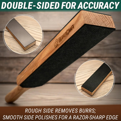 BeaverCraft Wood Carving Kit for Beginners S15 with Detail Chip Sloyd Whittling Knives, Dual-Sided Leather Strop Kit for Knife Sharpening LS6P1, Cut Resistant Gloves Level 5 for Woodworking Food Prep