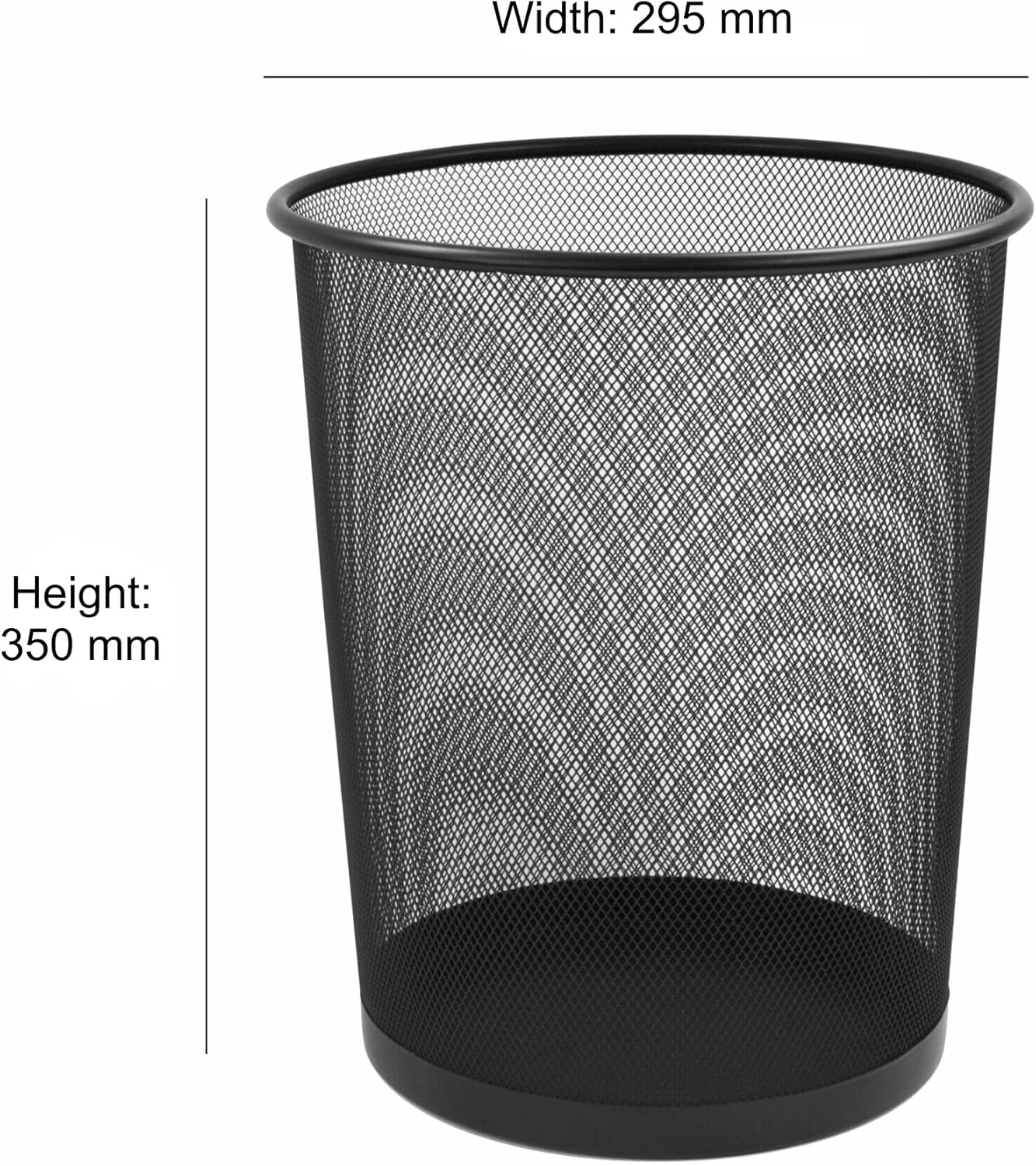 Mesh Waste Bin - Lightweight Sturdy Scratch-Resistant, Dia250xH275mm, Black Ref WB35 B