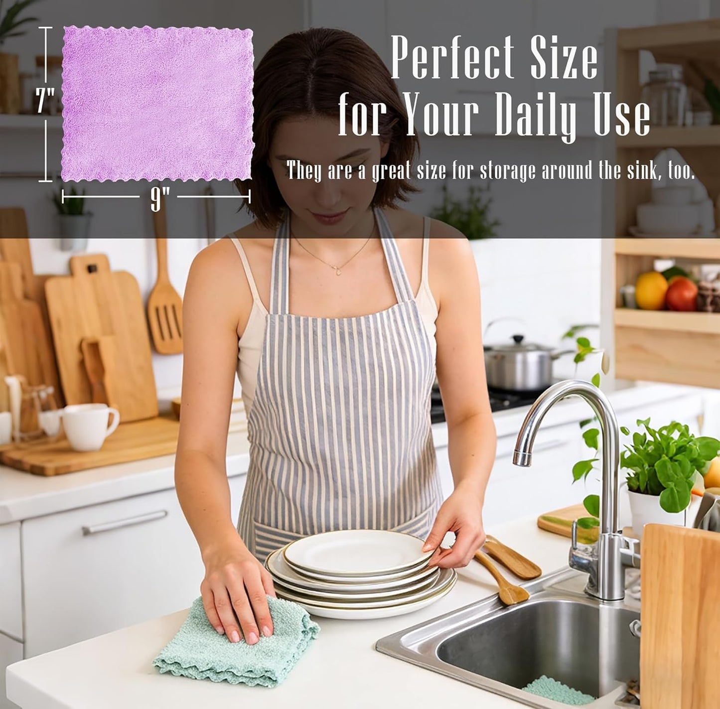 24 Pack 7 9 Inch Kitchen Dishcloths - Does Not Shed Fluff - Reusable Dish Towels, Dish cloths, Super Absorbent Coral