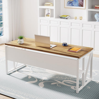 Tribesigns L Shaped Desk with Drawer,63" Executive Computer Desk and lateral File Cabinet, 2 Piece Home Office Furniture for Hanging File, Cabinet with Doors