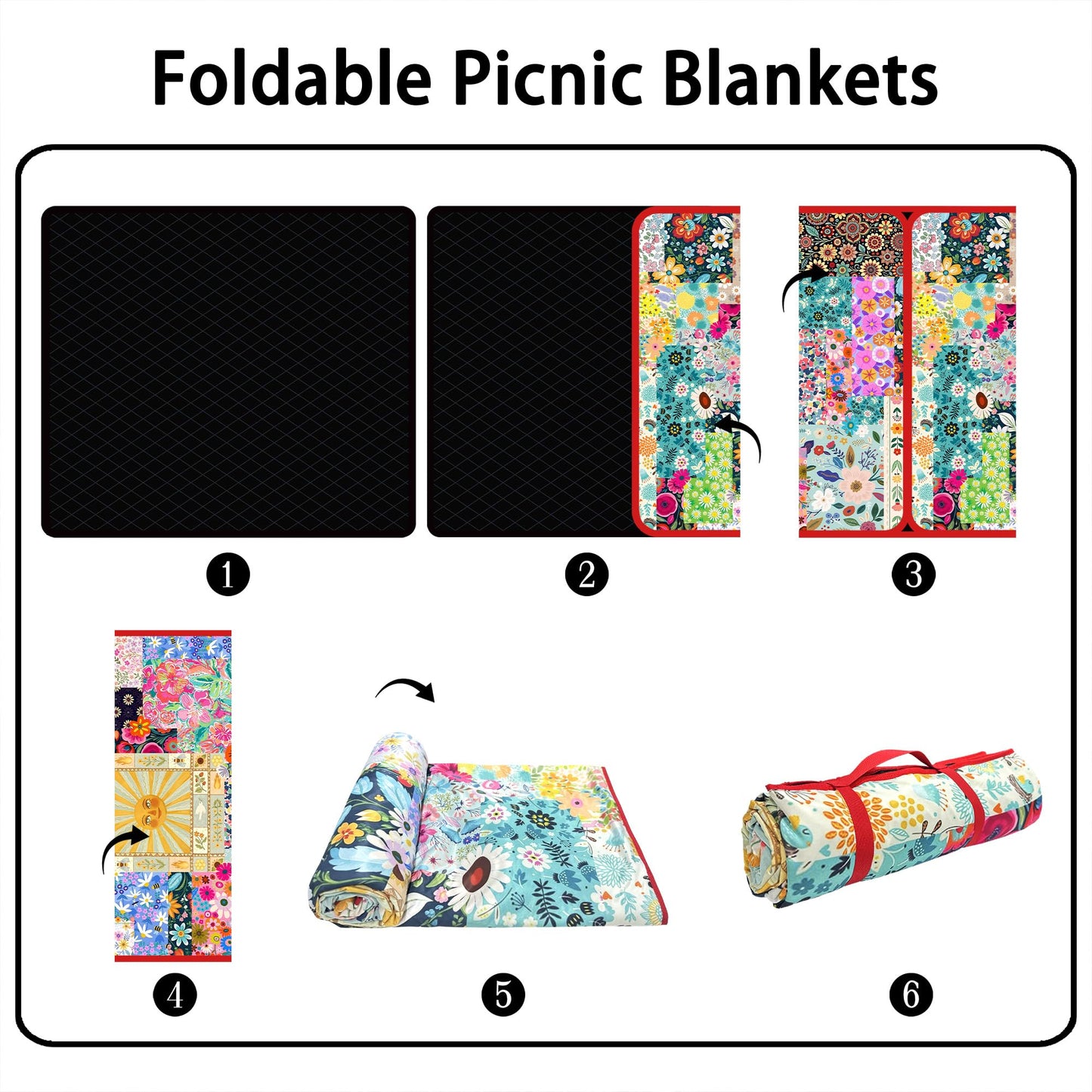 Supfitness Extra Large Picnic Blankets Waterproof Foldable (60 "x 80") Beach Blanket Waterproof Sandproof,3-Layer Thicking Mat Outdoor Packable Camping Blanket