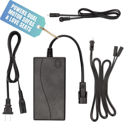Dual Motor Power Supply Kit, Universally Compatible for Electric Reclining Furniture with Y Splitter Extension Cord