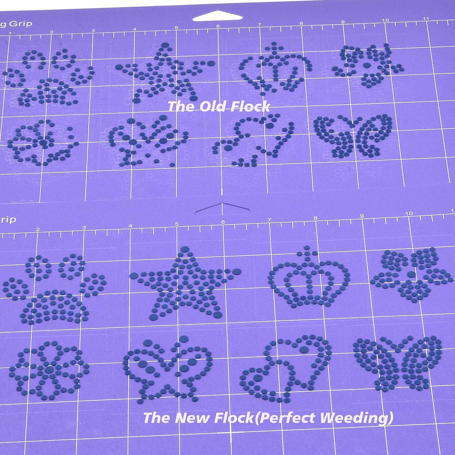 GLOCTO Magic Flock 12" x1Yard and Hotfix Tape 2yards for Rhinestone Template Stencil Rhinestone Flock for Hotfix Rhinestones for Any Cutting Machines