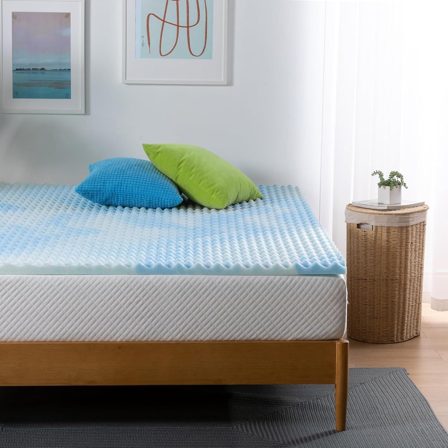 ZINUS 1.5 Inch Swirl Gel Cooling Memory Foam Mattress Topper – CertiPUR-US Certified, Full Size, Convenient Packaging