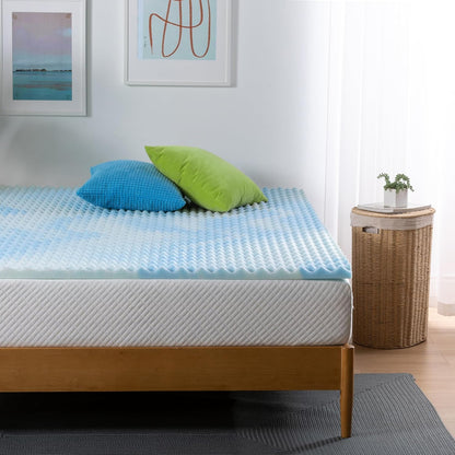 ZINUS 1.5 Inch Swirl Gel Cooling Memory Foam Mattress Topper – CertiPUR-US Certified, Full Size, Convenient Packaging