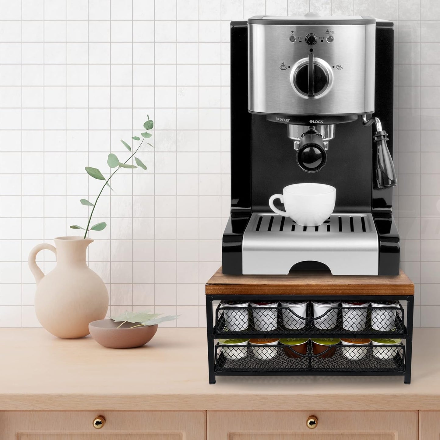 NHZ Coffee Pod Drawer Holder for K Cup, 2-Tier Organizer, No Assembly Required, K Cup Holder with 72 Capacity