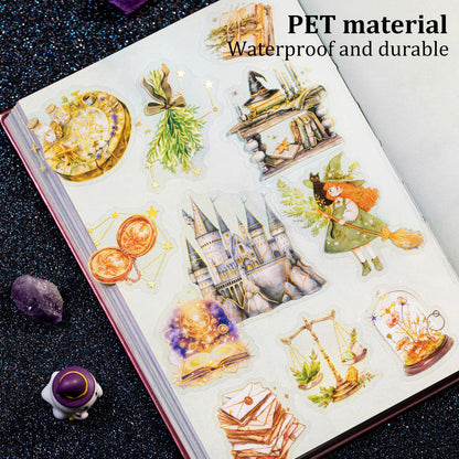 AuriicLeaf Magic-Themed PET Sticker Set, 80PCS Fantasy Adventure Stickers for Scrapbooking, Journaling, DIY Crafts, and Art Supplies