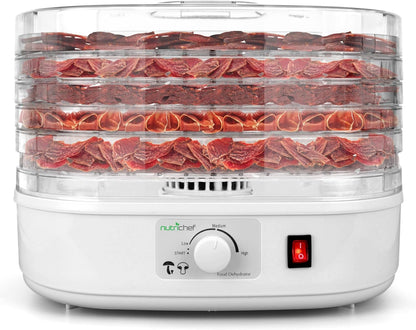 Nutrichef Food Dehydrator Machine, Dehydrates Beef Jerky, Meat, Food, Fruit, Vegetables & Dog Treats, 5 Trays