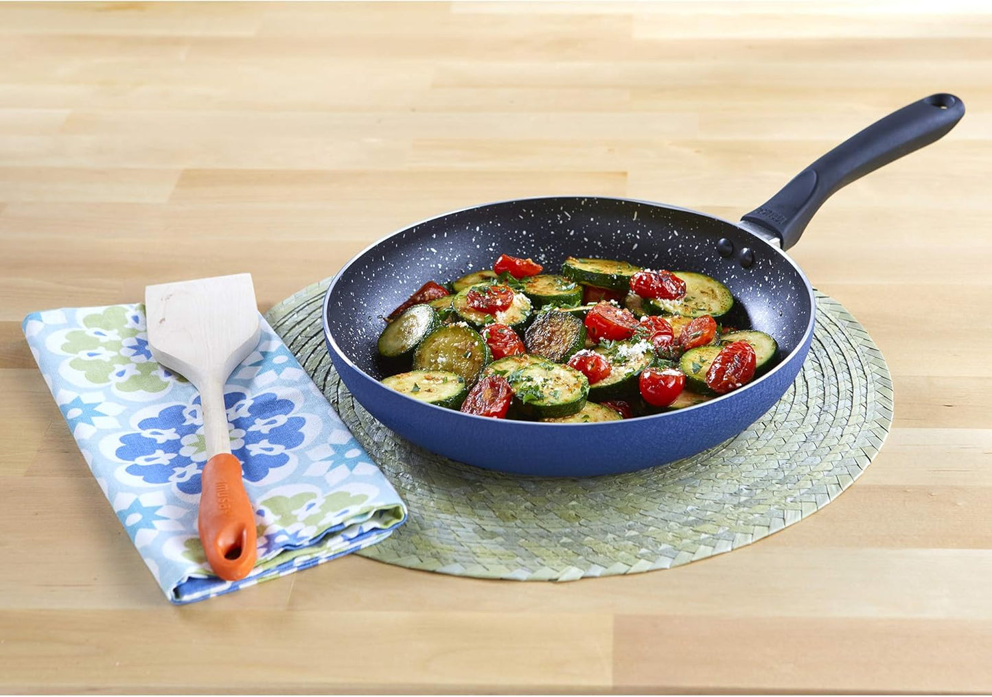 IMUSA USA 12" Fry Pan with Stone Speckled Exterior and Non-Stick Speckled Interior