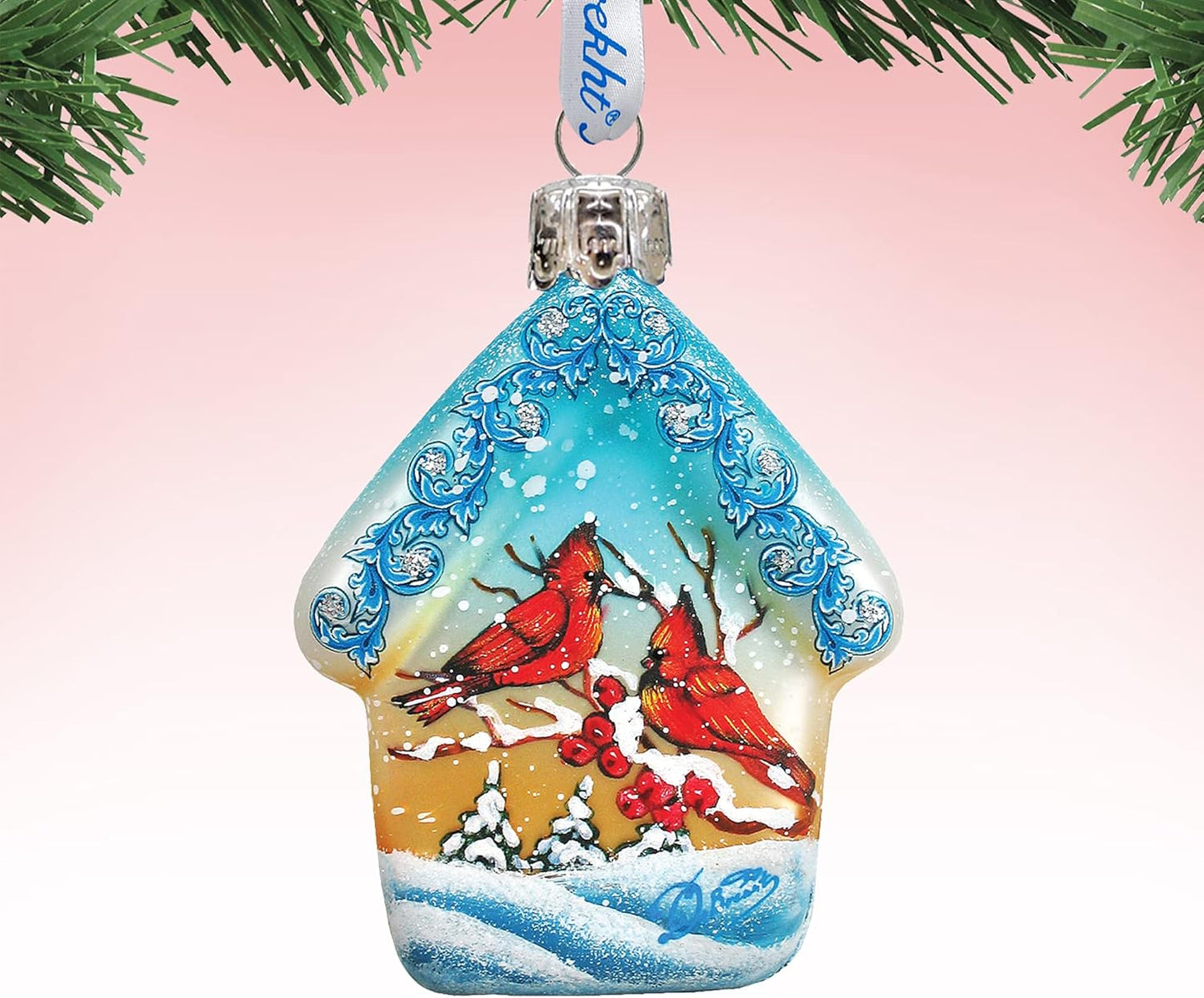 Cardinal House Glass Ornament - Keepsake Glass Wildlife Decor - 739421 by G.DeBrekht