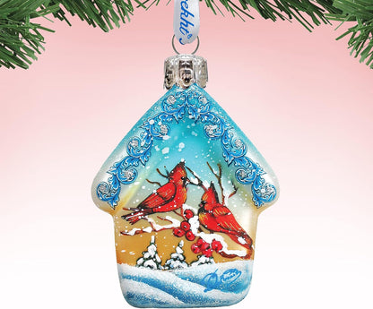 Cardinal House Glass Ornament - Keepsake Glass Wildlife Decor - 739421 by G.DeBrekht