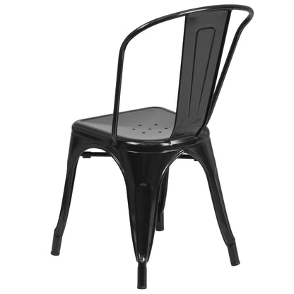 Flash Furniture Luke Commercial Grade 4 Pack Black Metal Indoor-Outdoor Stackable Chair