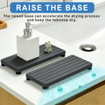 2PCS Stone Drying Tray, Water Absorbing Stone Tray for Sinks, Neat Diatomite Sink Trays, Fast Drying Kitchen Sponge Hand Soap Holder, Instant Dry Sink Coasters Used for Bathroom Counter -Dark Gray