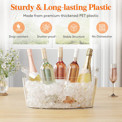 Lifewit 6.5L Ice Bucket for Parties 2 Packs, Portable Drink Bucket for Cocktail Bar, Plastic Champagne Cooler for Beverage/Wine/Beer, Mimosa Bar Supplies Chiller Tub with Scoop 38 x18x20 cm/15x7x8"