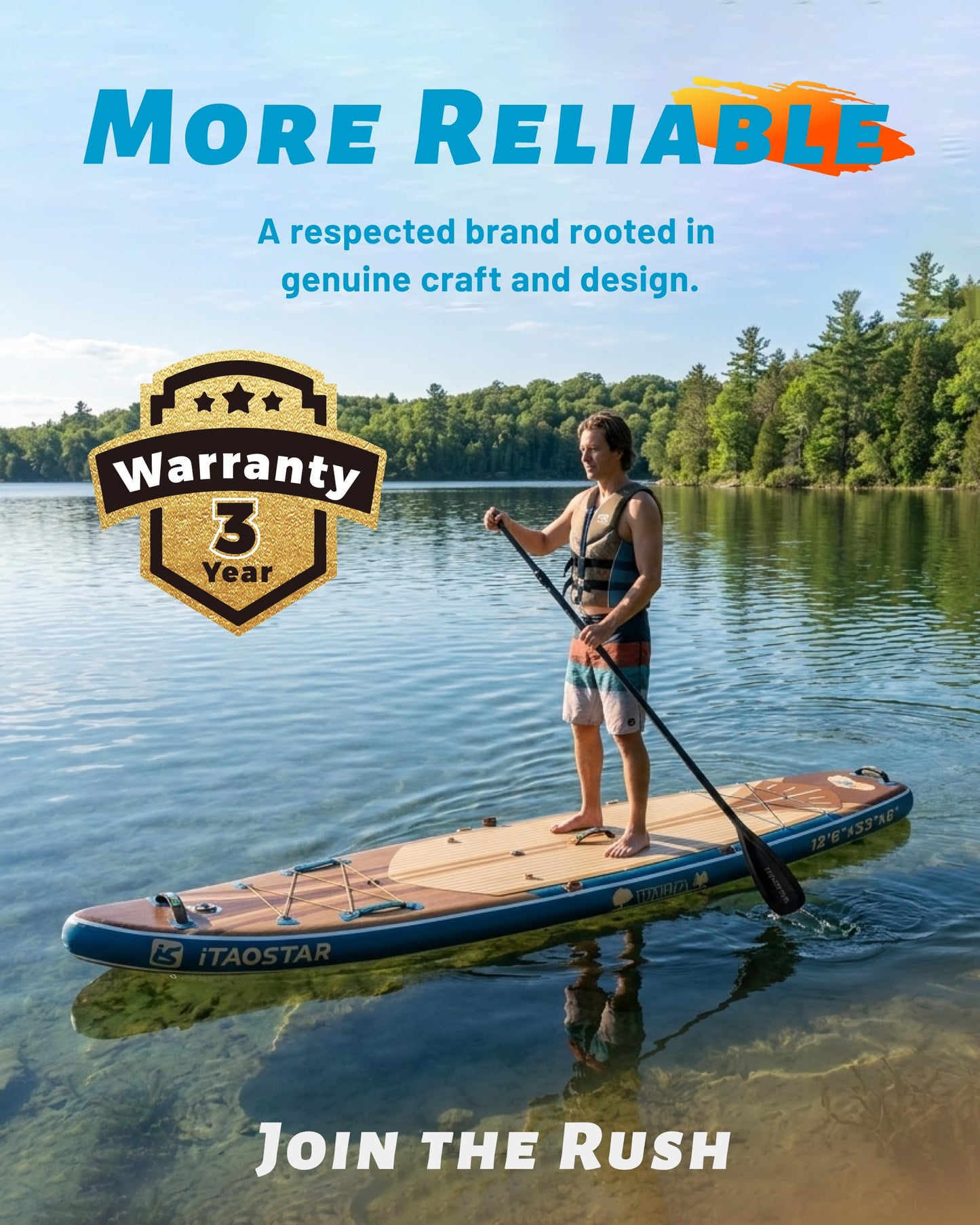 iTAOSTAR W02B 33" Inflatable Paddle Board with Seat, More Fun Inflatable Paddleboard with 5 Fins for Better Balance, Stand Up Paddle Board with Premium SUP Accessories for Adults of All Skill Levels