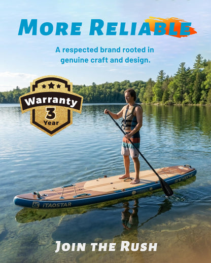 iTAOSTAR W02A Wood Inflatable Paddle Board Stand Up Paddleboard for Beginner Inflatable Paddle Board Wood Grain