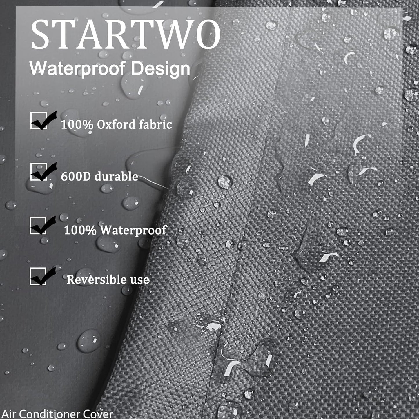 STARTWO Air Conditioner Cover, Heavy Duty Waterproof for Outdoor, Elastic Bottom for Secure Fit, Gray W38inD38inH40in