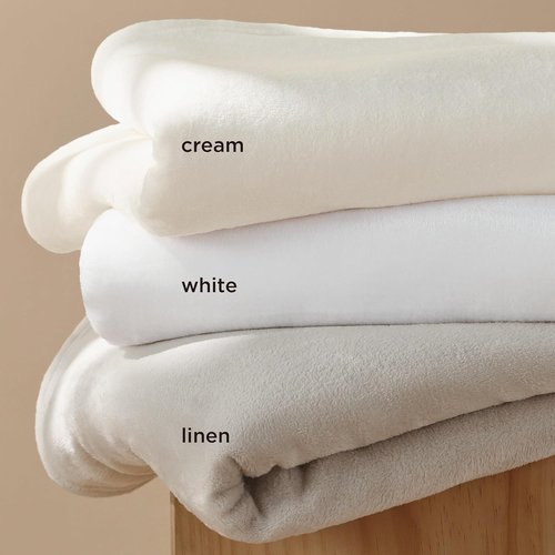 Bedsure GentleSoft Fleece Throw Blanket - XL White 300GSM Plush & Cozy for Bed, Sofa, Travel | 50x70 Inches