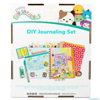Squishmallows Original DIY Journaling Set, Journaling Kit with Gel Pens, Stickers, Sticky Notes, and Gems, Scrapbook for Kids, Cute Stationary Set, Notebook for Girls, Diary for Girls Ages 8-12