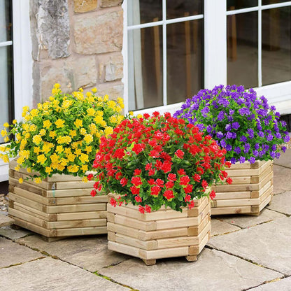 GREENRAIN Artificial Flowers, UV Resistant Fake Flowers for Outdoor Decoration, No Fade Faux Plastic Plants Garden