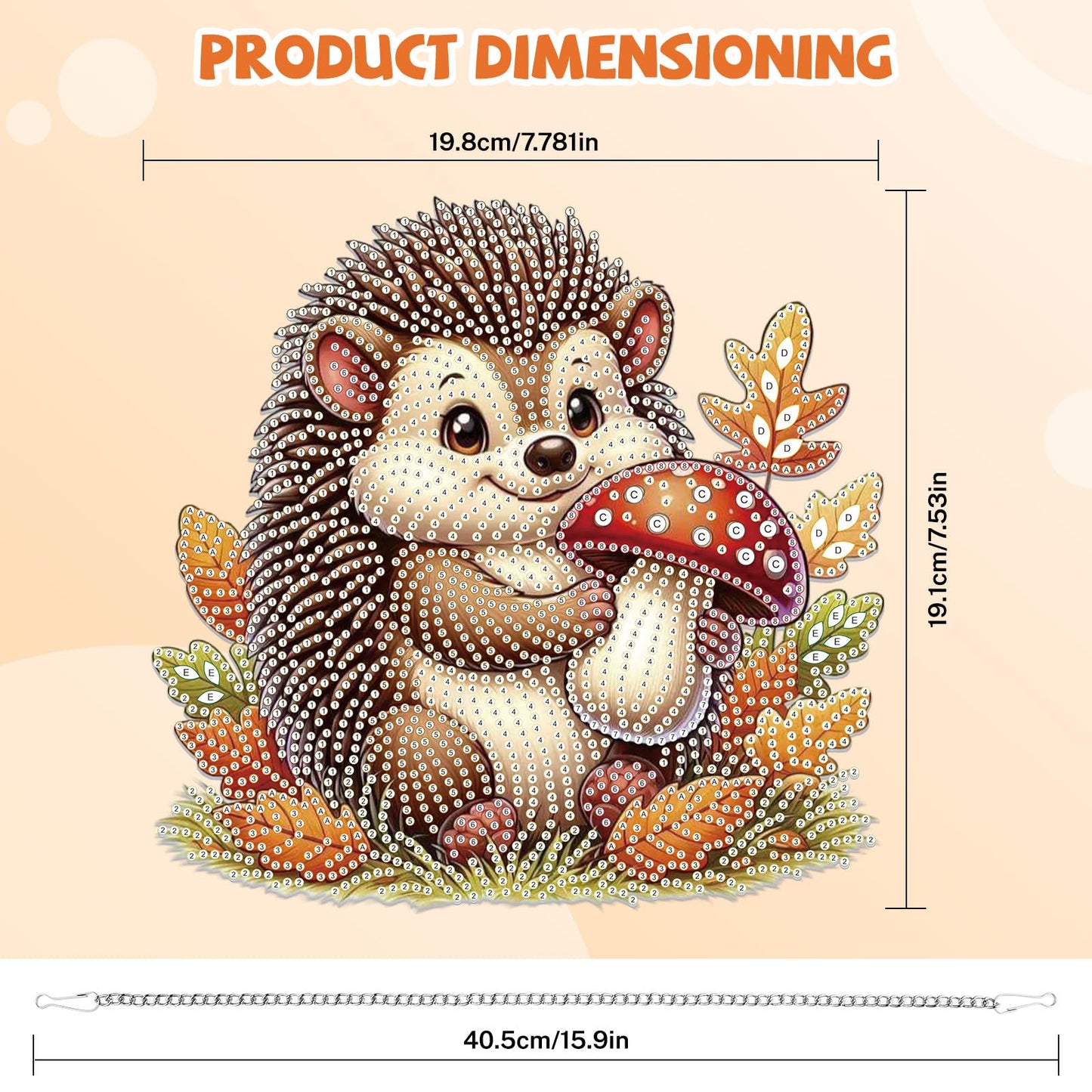 Bowetile Fall Diamond Art Hanging Kits for Adults, Hedgehog Diamond Art Suncatchers, 5D Special Shape Autumn Diamond Painting Pendant Window Ornament Gifts for Home Door Wall Decor