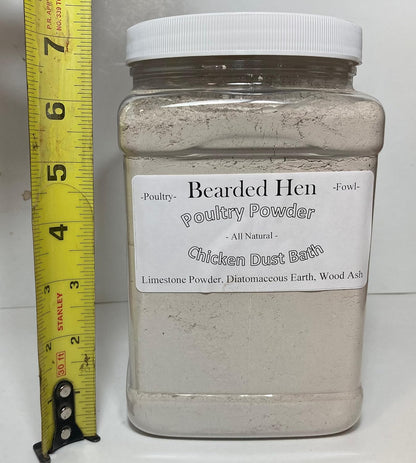 Bearded Hen 3 (3 Poultry Powder - All Natural Chicken Dust Bath - Organic Ingredients: Limestone Powder, Hardwood Ashes