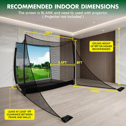 10x8FT Golf Practice Net with 2 Net Side Barriers Outdoor Indoor Golfs Hitting Net with HD Impact Screen Kit for Backyard Home Easy Set up Golf Training for Garage