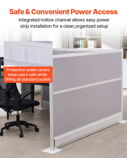 VEVOR Office Divider Privacy Partitions, 2-Pack, 72" x 48" Room Divider Walls, PET Workstation Cubicle Partition with Outlet Covers, Freestanding Privacy Panels for Office Library School