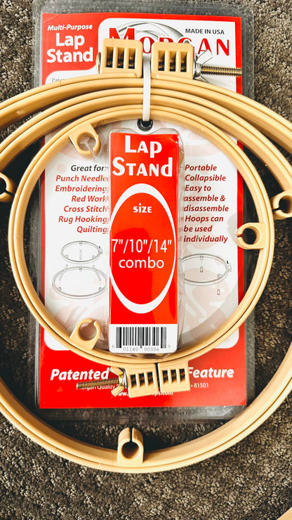 Morgan Quality Products 7"/10"/14" Lap Stand Hoop - Perfect for Hands-Free Embroidery, Quilting & Needlework