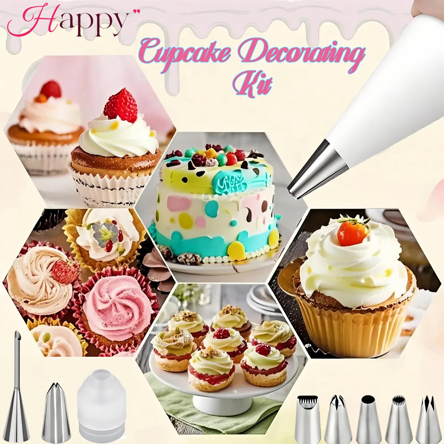 USHYIMJT Reusable Piping Bags and Tips Set - 16inch Pastry Bags for Cake Decorating, Cupcakes, Cookies | Durable Cotton Exterior, Easy to Clean, Eco-Friendly Baking Kit for Home Bakers & Chefs