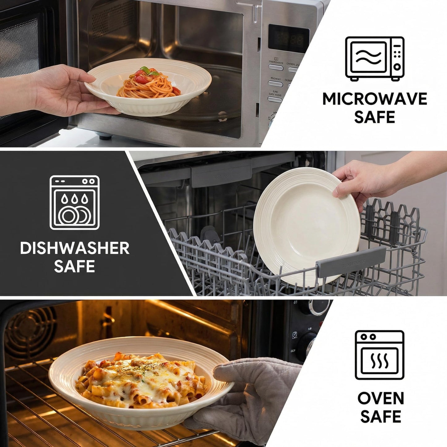 OniAnt Wide Rim Soup Bowls, 8 Inch Ceramic Rimmed Pasta Bowl Plates, Small Shallow Bowls Set of 4 for Side Salad, Portion Control, Oatmeal & Dessert, Microwave Dishwasher Safe - Cream Beige