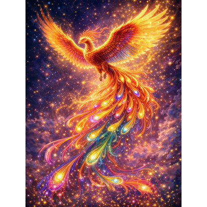 IOHEFY Phoenix Fire Diamond Painting 12 x 16 Inch Full Drill Acrylic Diamond Art DIY Crystal Rhinestone Fantasy Mythical Bird Artwork Nano Pearlescent Canvas Wall Decor Gift