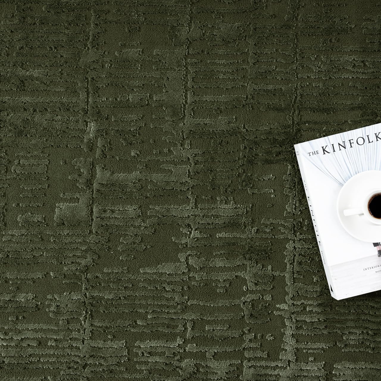 Abani Sage Green Area Rug | 6' x 9' - Forest Textured - Grid, Chunky and Soft Washable Plush Carpet | Perfect for Living Room & Bedroom | Plush Deco Collection