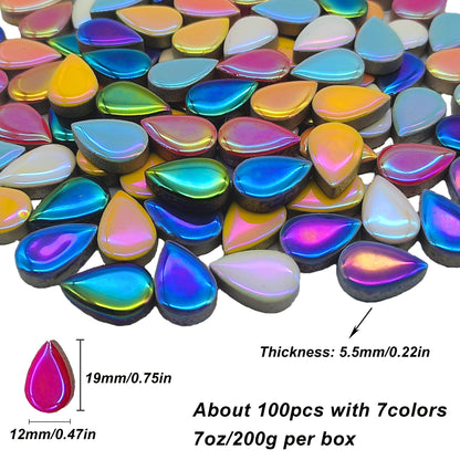 EDFLIFE Mosaic Tiles for Crafts, 7oz Iridescent Drop Mosaic Tiles for Art Crafts, Mosaic Making Kit for Projects, Ceramic Tiles for Adult DIY Hobbies Handmade Home Decoration