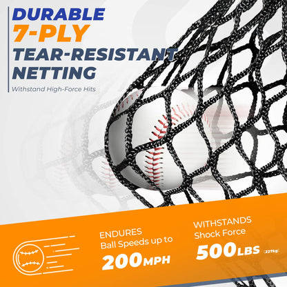 Sturdum Batting Cage Net,70x12x12Ft Baseball & Softball Hitting cage Netting, 2-in-1 Baseball Cage Net System with Movable Inner Net for Solo or Team Training, for Backyard Field Outdoor Indoor