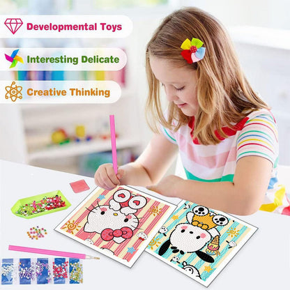 Sretoul 4 Pack Cartoon Diamond Art Kits for Kids-4 Pack Diamond Art Painting for Kids, 7 Year Old Girl Birthday Gifts 6X6 Inch