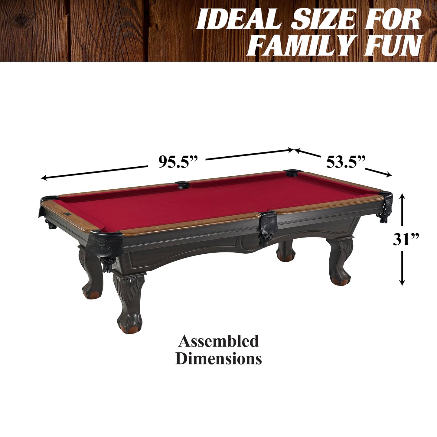 Barrington Billiards 8 ft Arlington Pool Table with Billiard Ball and Cue Stick Set
