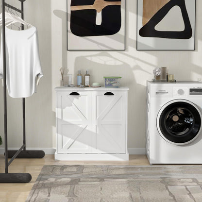 agnixnaf White Sorter Cabinet, Two-Compartment, Tilt-Out Laundry, Easy to Maintain, Storage Organizer for Living Room, Bedroom
