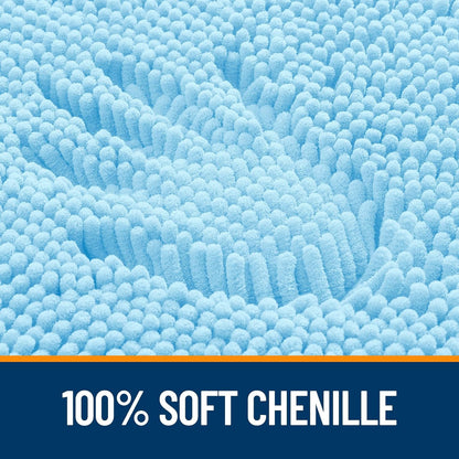 OLANLY Bathroom Runner Rugs - Soft Absorbent Chenille with Rubber Backing | Quick Dry, 47x17, Sky Blue