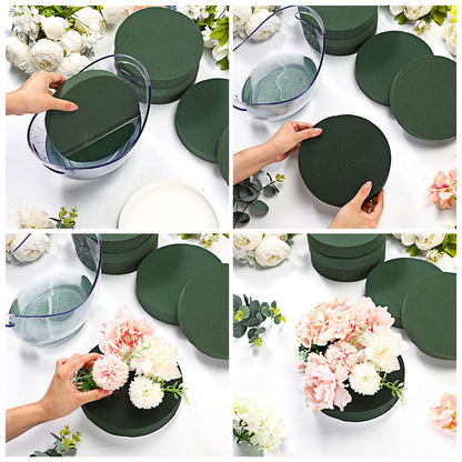 Frienda 6 Pieces Floral Foam Blocks for Artificial Flowers,Thanksgiving Christmas Party Supplies, Dry & Wet Floral Foam Round Kit for Flower Arrangement Wedding Decoration(8 x 1.57 Inch)