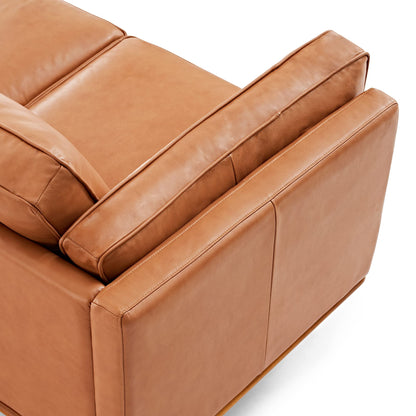 Valencia Artisan Full Leather Accent Chair 41.5” | Pure Full Italian Nappa Leather Chair, Solid Wood Accent, Ultimate Comfort, Cognac Tan