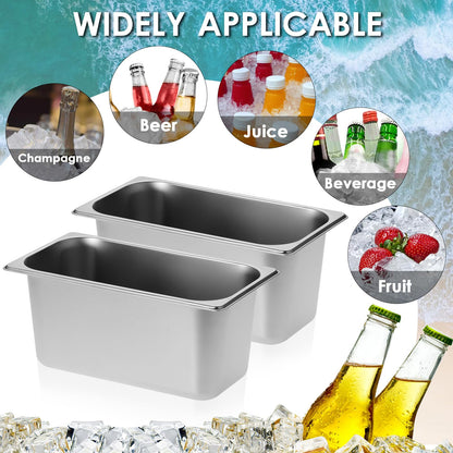 OwnMy 2PCS 5L Ice Buckets for Parties, Stainless Steel Ice Bucket for Freezer, Metal Ice Cubes Bins Storage Container for Freezer, Wine Beer Drink Cooling Buckets for Beverage Cocktails Champagne