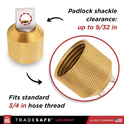3/4-Inch 3 TRADESAFE Water Spigot Lock - Hose Bib Lock with Keyed Padlock, Fits Garden Hose Thread, Prevents Water