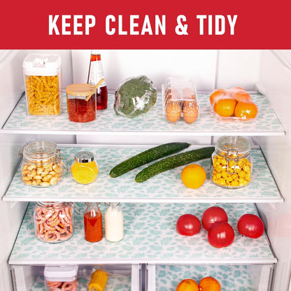 Cooyes Absorbent Refrigerator Liners, Non Slip Fridge Bin Liners, Washable Shelf Liner for Glass Shelves, 6 Pack