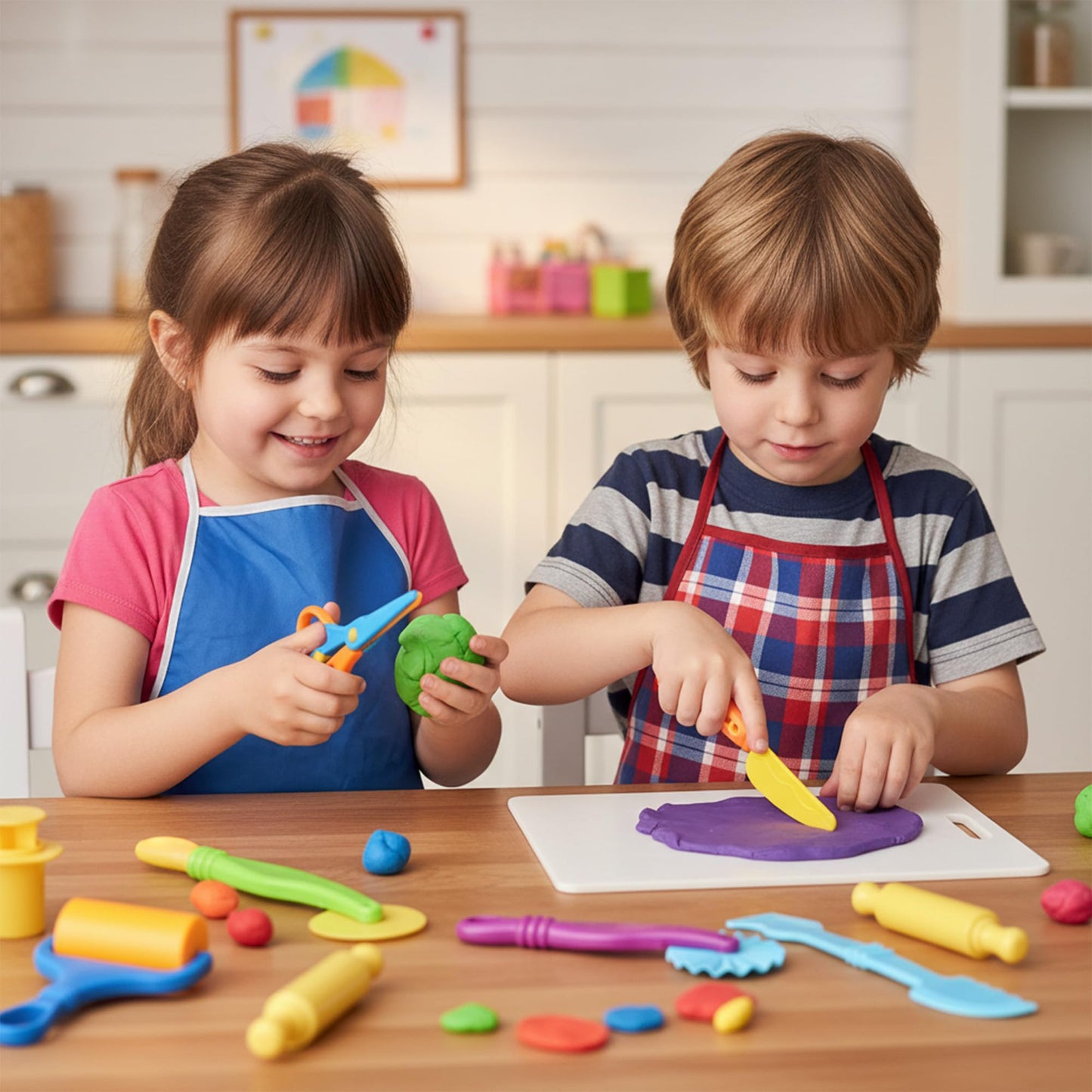 Inxens 9 PCS Craft Dough Tool Set for Kids, Modeling Clay Tools with Rolling Pin and Scissors, Dough Sculpting Accessories Kit for Toddlers, Arts & Crafts Supplies for Creative Play