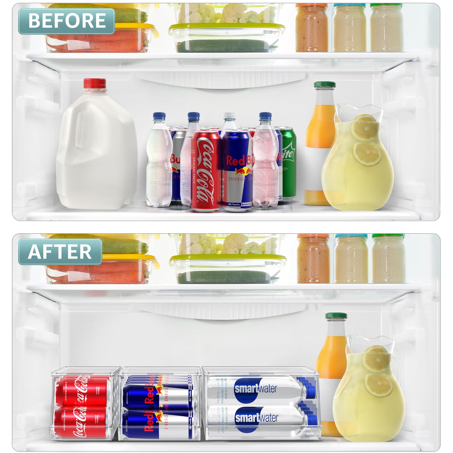 Sorbus Fridge & Pantry Can Organizer - 3 Size Dispenser for Standard, Skinny Cans & Water Bottles