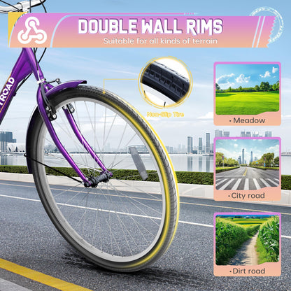 MarKnig Adult Tricycle, 26 Inch 3 Wheel Bikes with Large Basket, Cruiser Bike for Women/Men/Seniors, Adult Trike for Outdoor/Shopping/Recreation/Picnic (Purple)
