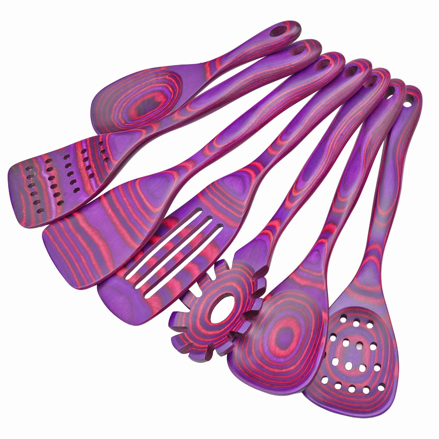 Cokka Praca 7 PCS Pakkawood Kitchen Utensils | Kitchen Cooking Utensil Set | Pakkawood Utensils | Non-Stick Wooden Spoons | Wooden Spoons for Cooking | Byzantium